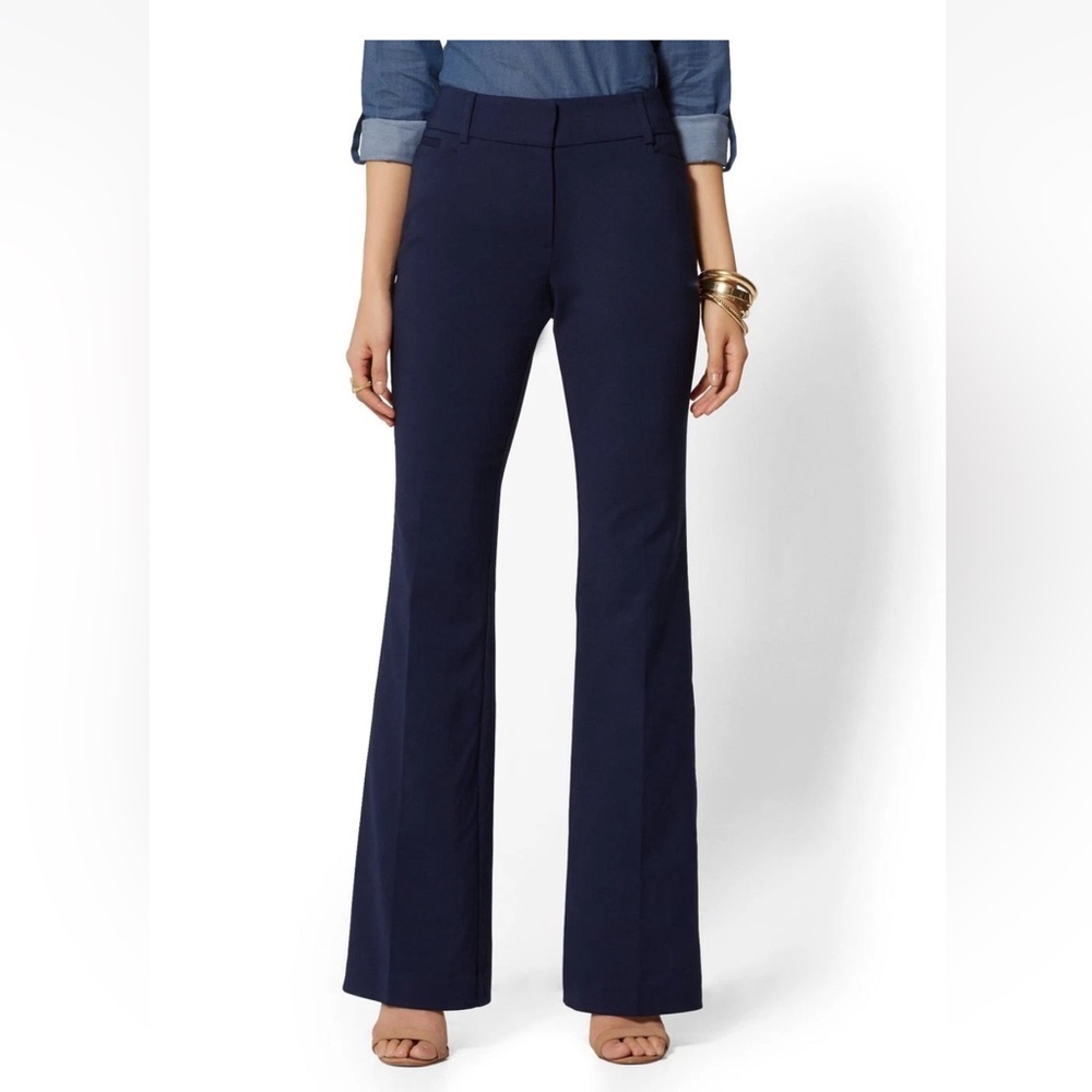 NY & Co 7th Ave Design Studio Navy Stretch Bootcut Flared Women's Pants NWT